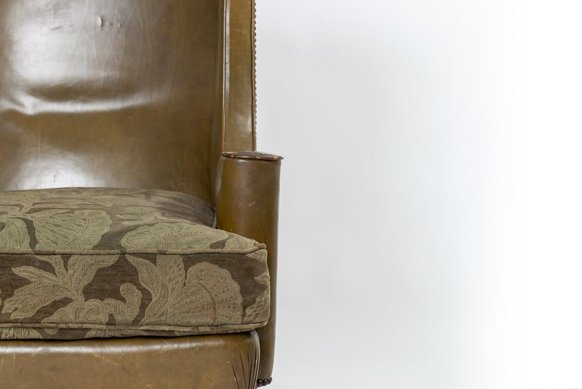 Coppia di poltrone chesterfield bergere inglese originale verde
